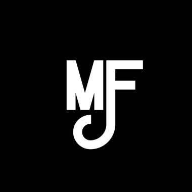 MF Harf Logosu Tasarımı. İlk harfler MF logo simgesi. Soyut harf MF minimal logo tasarım şablonu. Siyah renkli M F harfi tasarım vektörü. mf logosu