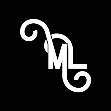 ML Harf Logosu Tasarımı. İlk harfler ML logo simgesi. Soyut harf ML minimal logo tasarım şablonu. Siyah renkli M L harfi tasarım vektörü. Ml logosu