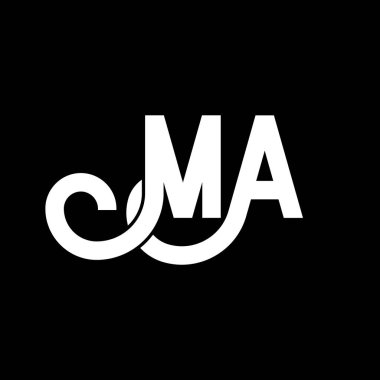 MA Mektup Logosu Tasarımı. Baş harfler MA logo simgesi. Soyut harf MA minimal logo tasarım şablonu. M A harf tasarım vektörü ve siyah renkler. ma logosu
