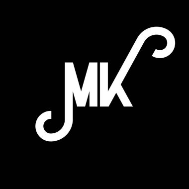 MK Mektup Logosu Tasarımı. İlk harfler MK logo simgesi. Soyut harf MK minimal logo tasarım şablonu. Siyah renkli M K harfi tasarım vektörü. mk logosu