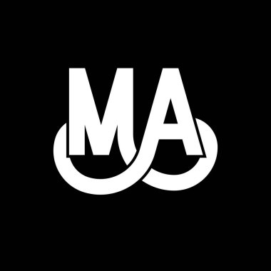 MA Mektup Logosu Tasarımı. Baş harfler MA logo simgesi. Soyut harf MA minimal logo tasarım şablonu. M A harf tasarım vektörü ve siyah renkler. ma logosu