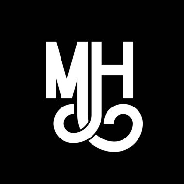 MH Harf Logosu Tasarımı. İlk harfler MH logo simgesi. Soyut harf MH minimal logo tasarım şablonu. Siyah renkli M H harfi tasarım vektörü. Mh logosu