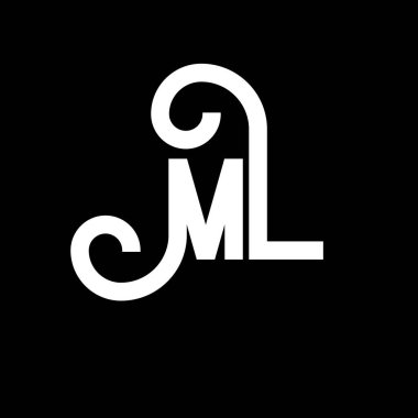 ML Harf Logosu Tasarımı. İlk harfler ML logo simgesi. Soyut harf ML minimal logo tasarım şablonu. Siyah renkli M L harfi tasarım vektörü. Ml logosu