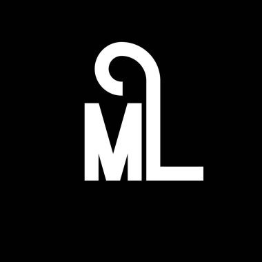 ML Harf Logosu Tasarımı. İlk harfler ML logo simgesi. Soyut harf ML minimal logo tasarım şablonu. Siyah renkli M L harfi tasarım vektörü. Ml logosu