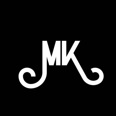 MK Mektup Logosu Tasarımı. İlk harfler MK logo simgesi. Soyut harf MK minimal logo tasarım şablonu. Siyah renkli M K harfi tasarım vektörü. mk logosu