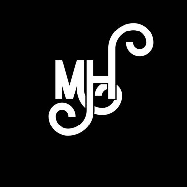 MH Harf Logosu Tasarımı. İlk harfler MH logo simgesi. Soyut harf MH minimal logo tasarım şablonu. Siyah renkli M H harfi tasarım vektörü. Mh logosu