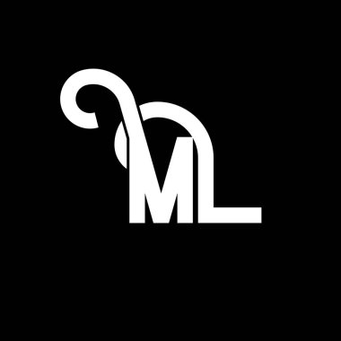 ML Harf Logosu Tasarımı. İlk harfler ML logo simgesi. Soyut harf ML minimal logo tasarım şablonu. Siyah renkli M L harfi tasarım vektörü. Ml logosu