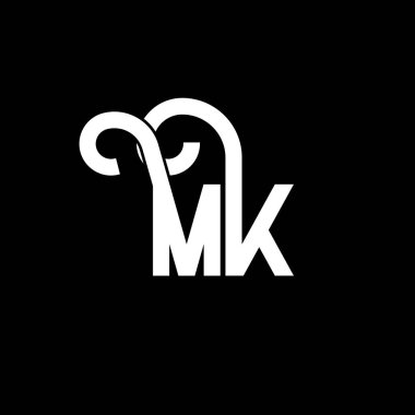 MK Mektup Logosu Tasarımı. İlk harfler MK logo simgesi. Soyut harf MK minimal logo tasarım şablonu. Siyah renkli M K harfi tasarım vektörü. mk logosu