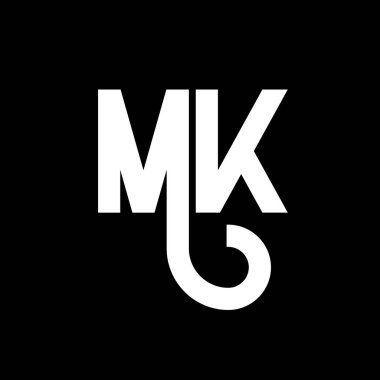 MK Mektup Logosu Tasarımı. İlk harfler MK logo simgesi. Soyut harf MK minimal logo tasarım şablonu. Siyah renkli M K harfi tasarım vektörü. mk logosu