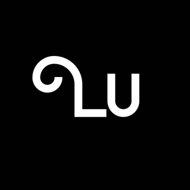 LU Mektup Logosu Tasarımı. LU logo simgesinin baş harfleri. Soyut harf LU minimal logo tasarım şablonu. Siyah renkli L U harfi tasarım vektörü. lu logo