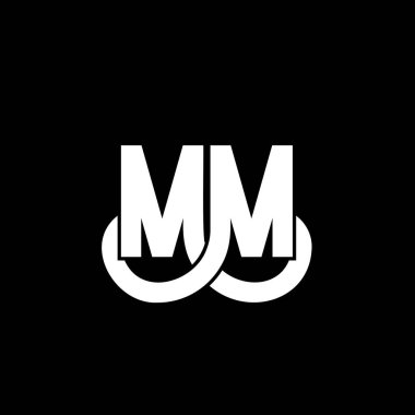 MM Harf Logosu Tasarımı. İlk harfler MM logo simgesi. Soyut harf MM minimal logo tasarım şablonu. Siyah renkli M harfi tasarım vektörü. mm logo