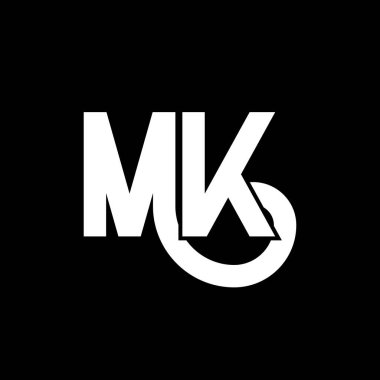 MK Mektup Logosu Tasarımı. İlk harfler MK logo simgesi. Soyut harf MK minimal logo tasarım şablonu. Siyah renkli M K harfi tasarım vektörü. mk logosu