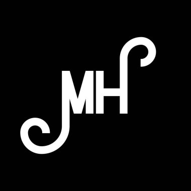 MH Harf Logosu Tasarımı. İlk harfler MH logo simgesi. Soyut harf MH minimal logo tasarım şablonu. Siyah renkli M H harfi tasarım vektörü. Mh logosu