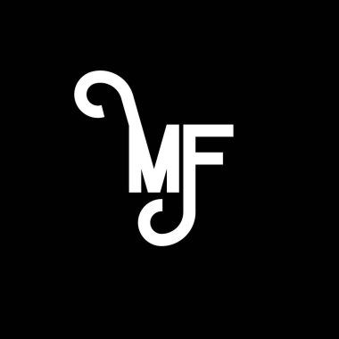 MF Harf Logosu Tasarımı. İlk harfler MF logo simgesi. Soyut harf MF minimal logo tasarım şablonu. Siyah renkli M F harfi tasarım vektörü. mf logosu