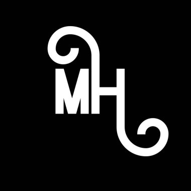 MH Harf Logosu Tasarımı. İlk harfler MH logo simgesi. Soyut harf MH minimal logo tasarım şablonu. Siyah renkli M H harfi tasarım vektörü. Mh logosu