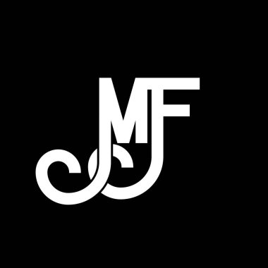 MF Harf Logosu Tasarımı. İlk harfler MF logo simgesi. Soyut harf MF minimal logo tasarım şablonu. Siyah renkli M F harfi tasarım vektörü. mf logosu