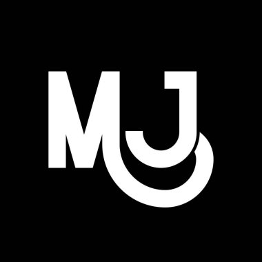 MJ Mektup Logosu Tasarımı. İlk harfler MJ logo simgesi. Soyut harf MJ minimal logo tasarım şablonu. Siyah renkli M J harfi tasarım vektörü. mj logosu
