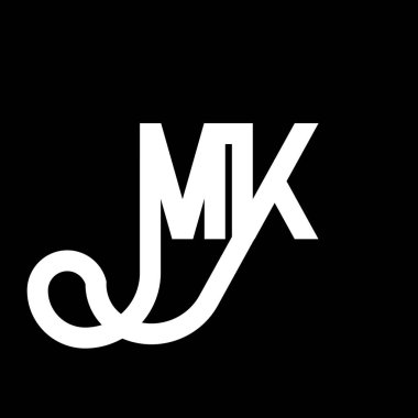 MK Mektup Logosu Tasarımı. İlk harfler MK logo simgesi. Soyut harf MK minimal logo tasarım şablonu. Siyah renkli M K harfi tasarım vektörü. mk logosu