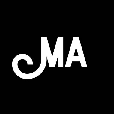 MA Mektup Logosu Tasarımı. Baş harfler MA logo simgesi. Soyut harf MA minimal logo tasarım şablonu. M A harf tasarım vektörü ve siyah renkler. ma logosu