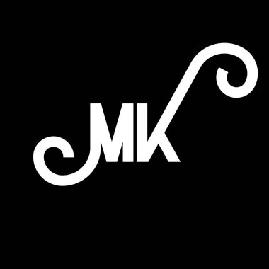 MK Mektup Logosu Tasarımı. İlk harfler MK logo simgesi. Soyut harf MK minimal logo tasarım şablonu. Siyah renkli M K harfi tasarım vektörü. mk logosu