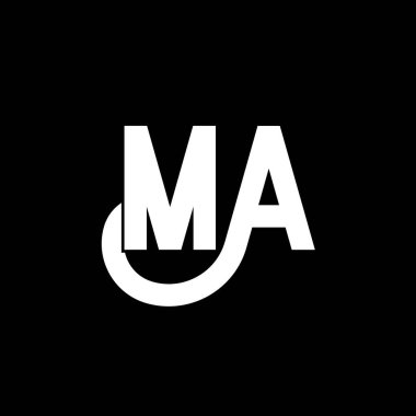 MA Mektup Logosu Tasarımı. Baş harfler MA logo simgesi. Soyut harf MA minimal logo tasarım şablonu. M A harf tasarım vektörü ve siyah renkler. ma logosu