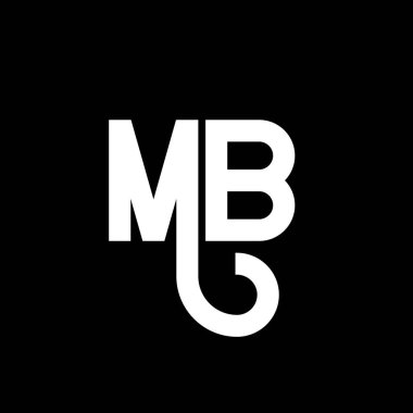 MB Harf Logosu Tasarımı. İlk harfler MB logo simgesi. Soyut harf MB minimal logo tasarım şablonu. Siyah renkli M B harfi tasarım vektörü. mb logosu