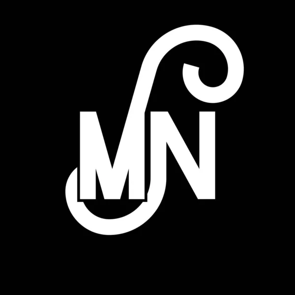 Mnレターロゴデザイン 初期文字Mnロゴアイコン アブストラクト文字Mn最小ロゴデザインテンプレート 黒い色のM N文字のデザインベクトル 男のロゴ — ストックベクタ