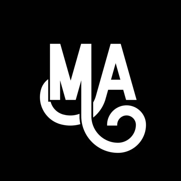 Ma字母标志设计 首字母Ma标志图标 摘要字母Ma最小标识设计模板 一个带有黑色的字母设计向量 妈妈的标志 — 图库矢量图片