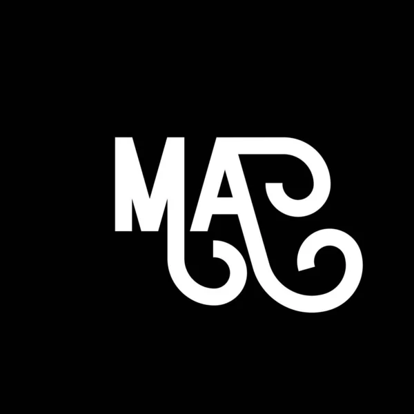Maレターロゴデザイン 初期文字Maロゴアイコン アブストラクトレターMa最小限のロゴデザインテンプレート M黒い色の文字デザインベクトル ママのロゴ — ストックベクタ