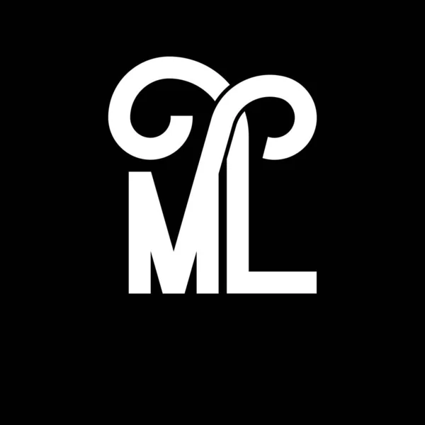 Ml字母标志设计 初始字母Ml标志图标 摘要字母Ml最小标识设计模板 带有黑色的M L字母设计向量 Logo — 图库矢量图片