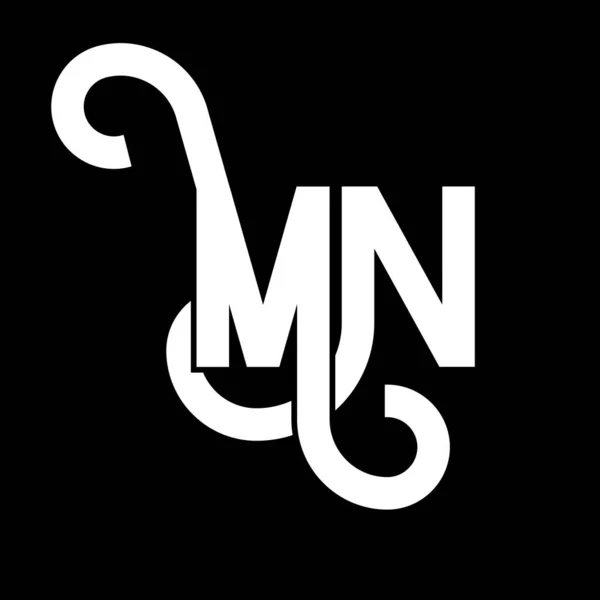 Mnレターロゴデザイン 初期文字Mnロゴアイコン アブストラクト文字Mn最小ロゴデザインテンプレート 黒い色のM N文字のデザインベクトル 男のロゴ — ストックベクタ