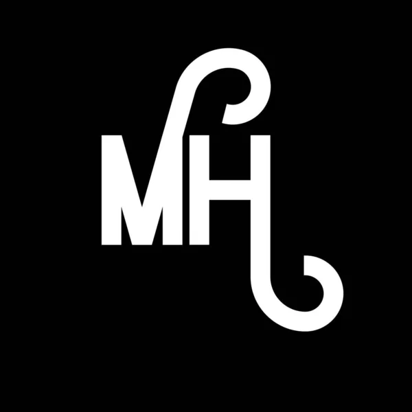 Letterロゴデザイン 初期文字Mhロゴアイコン アブストラクトレターMh最小ロゴデザインテンプレート 黒い色のM H文字のデザインベクトル Mhロゴ — ストックベクタ