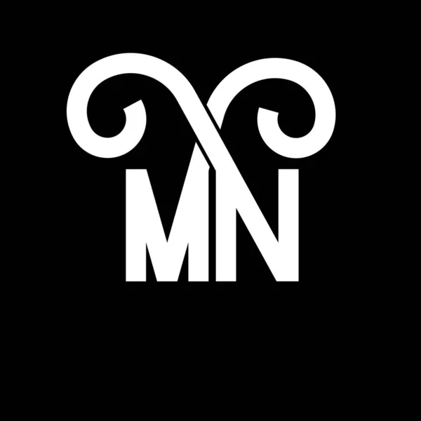 Mn字母标志设计 最初的字母Mn标志图标 摘要字母Mn最小标识设计模板 带有黑色的M N字母设计向量 Mn标志 — 图库矢量图片