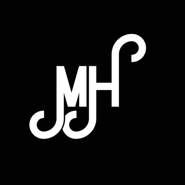 Letterロゴデザイン 初期文字Mhロゴアイコン アブストラクトレターMh最小ロゴデザインテンプレート 黒い色のM H文字のデザインベクトル Mhロゴ — ストックベクタ
