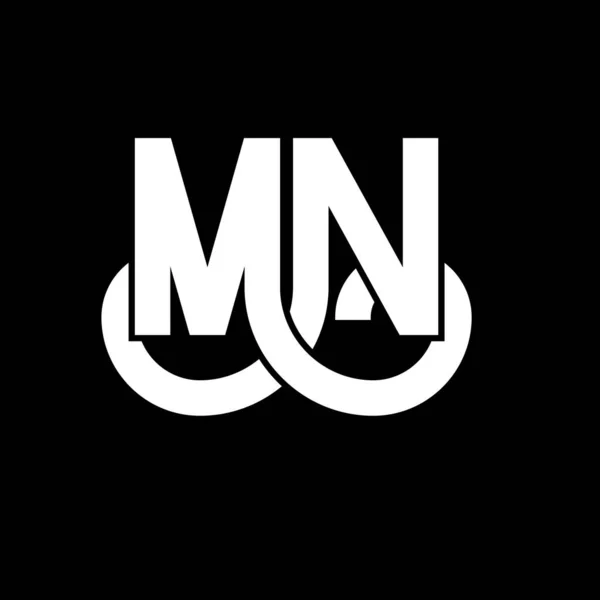 Mn字母标志设计 最初的字母Mn标志图标 摘要字母Mn最小标识设计模板 带有黑色的M N字母设计向量 Mn标志 — 图库矢量图片