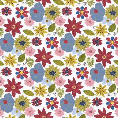 Yapraklı çiçek deseni. Çiçek buketleri çiçek kompozisyonları. Çiçek deseni.