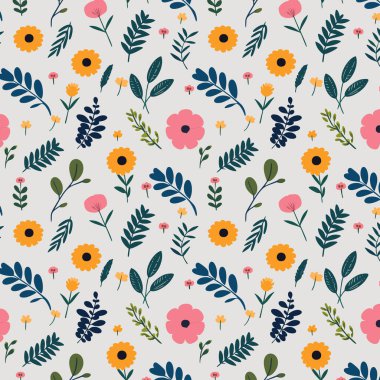 Yapraklı çiçek deseni. Çiçek buketleri çiçek kompozisyonları. Çiçek deseni.