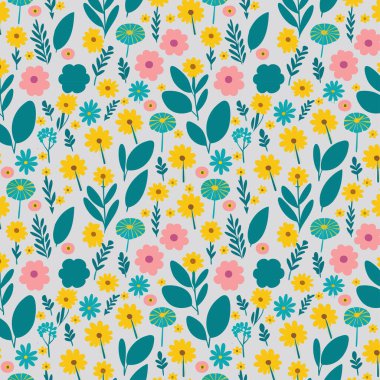 Yapraklı çiçek deseni. Çiçek buketleri çiçek kompozisyonları. Çiçek deseni.