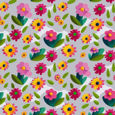 Yapraklı çiçek deseni. Çiçek buketleri çiçek kompozisyonları. Çiçek deseni.