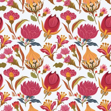 Yapraklı çiçek deseni. Çiçek buketleri çiçek kompozisyonları. Çiçek deseni.