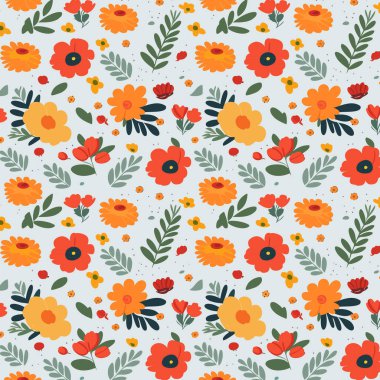 Yapraklı çiçek deseni. Çiçek buketleri çiçek kompozisyonları. Çiçek deseni.