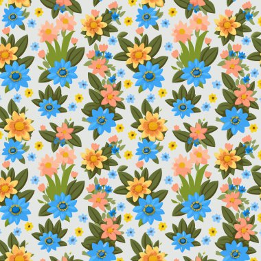 Yapraklı çiçek deseni. Çiçek buketleri çiçek kompozisyonları. Çiçek deseni.