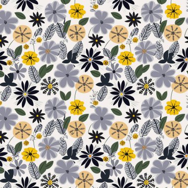 Yapraklı çiçek deseni. Çiçek buketleri çiçek kompozisyonları. Çiçek deseni.