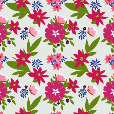 Yapraklı çiçek deseni. Çiçek buketleri çiçek kompozisyonları. Çiçek deseni.