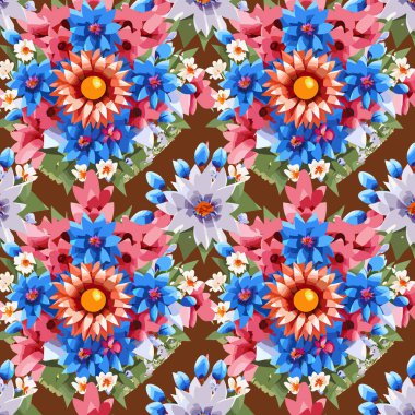 Desen sanat tasarımı. Yapraklı çiçek desenli çiçek buketleri çiçek kompozisyonları. Çiçek deseni