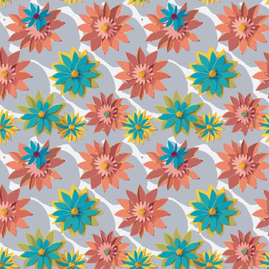 Desen sanat tasarımı. Yapraklı çiçek desenli çiçek buketleri çiçek kompozisyonları. Çiçek deseni