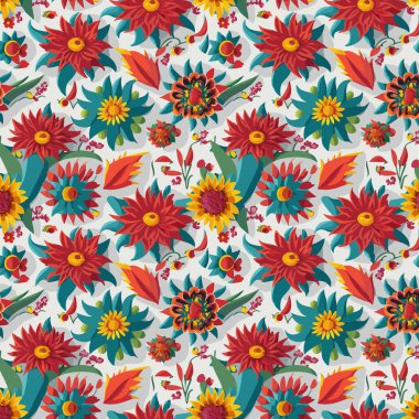 Desen sanat tasarımı. Yapraklı çiçek desenli çiçek buketleri çiçek kompozisyonları. Çiçek deseni