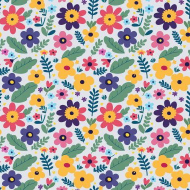 Desen sanat tasarımı. Yapraklı çiçek desenli çiçek buketleri çiçek kompozisyonları. Çiçek deseni