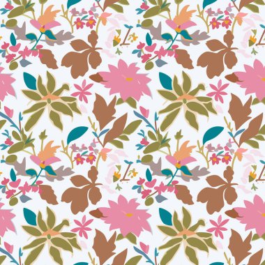 Desen sanat tasarımı. Yapraklı çiçek desenli çiçek buketleri çiçek kompozisyonları. Çiçek deseni