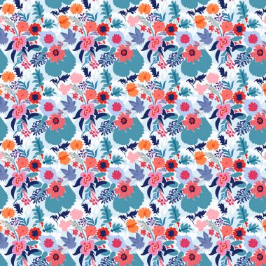 Desen sanat tasarımı. Yapraklı çiçek desenli çiçek buketleri çiçek kompozisyonları. Çiçek deseni